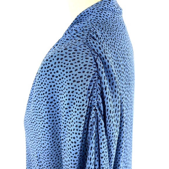 Zara Blue Printed Polka Dot Tie Neck Flowy‎ Blouse XS Relaxed Fit - Picture 4 of 10